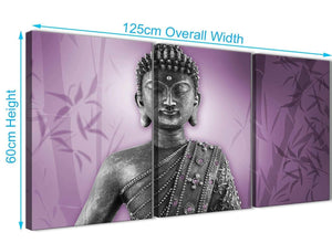 Panoramic Purple And Grey Silver Wall Art Prints Of Buddha Canvas Multi 3 Part 3330 For Your Dining Room