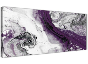 Panoramic Purple and Grey Swirl Bedroom Canvas Pictures Accessories - Abstract 1466 - 120cm Print