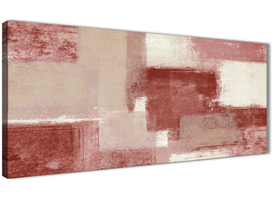Panoramic Red and Cream Living Room Canvas Wall Art Accessories - Abstract 1370 - 120cm Print
