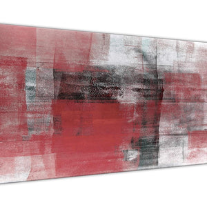 Panoramic Red Black White Painting Living Room Canvas Wall Art Accessories - Abstract 1397 - 120cm Print