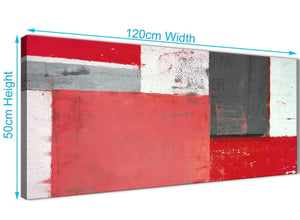 Panoramic Red Grey Abstract Painting Canvas Wall Art Modern 120cm Wide 1343 For Your Bedroom
