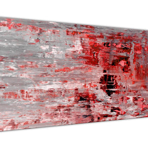 Panoramic Red Grey Painting Living Room Canvas Wall Art Accessories - Abstract 1414 - 120cm Print