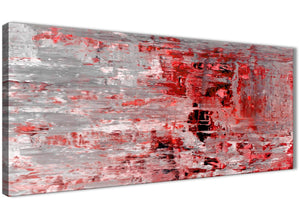 Panoramic Red Grey Painting Living Room Canvas Wall Art Accessories - Abstract 1414 - 120cm Print