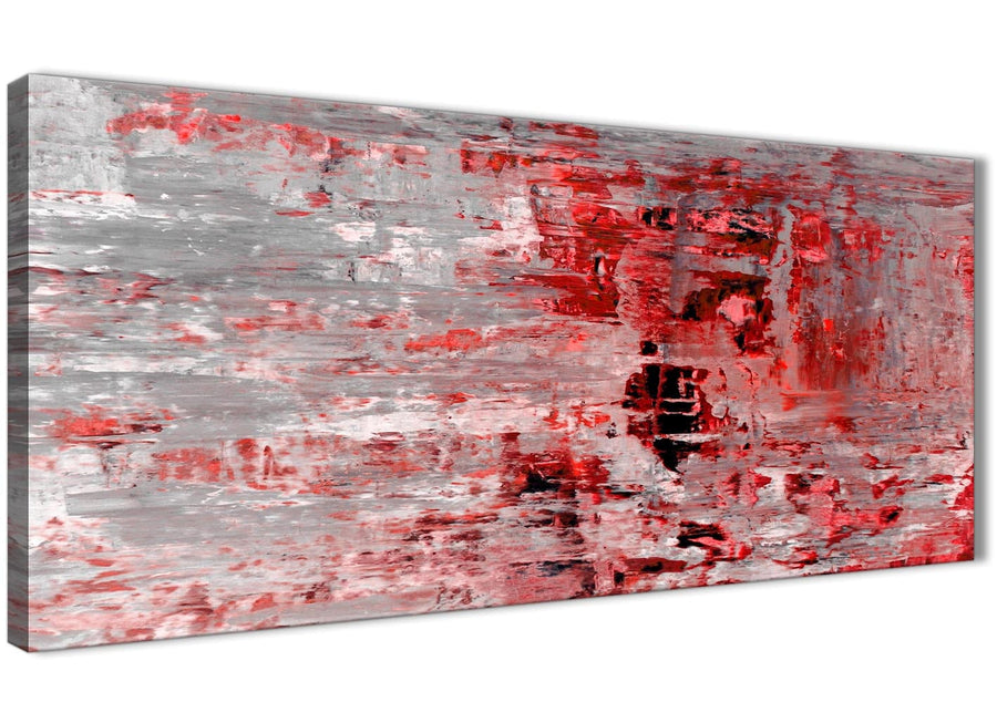 Panoramic Red Grey Painting Living Room Canvas Wall Art Accessories - Abstract 1414 - 120cm Print