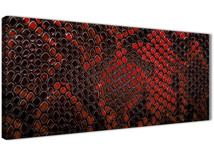 Panoramic Red Snakeskin Animal Print Living Room Canvas Pictures Accessories - Abstract 1476 - 120cm Print - 3476