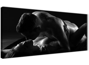 Panoramic Romantic Nude Couple Erotica Canvas Art Pictures - 1444 Black White - 120cm Wide Print