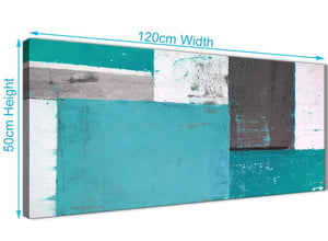 Panoramic Teal Grey Abstract Painting Canvas Wall Art Modern 120cm Wide 1344 For Your Living Room