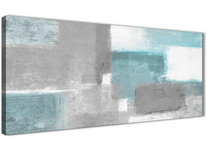 Panoramic Teal Grey Painting Bedroom Canvas Pictures Accessories - Abstract 1377 - 120cm Print