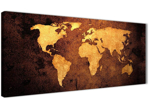 Panoramic Vintage Old World Map - Brown Cream Canvas - Living Room Canvas Wall Art Accessories - Abstract 1188 - 120cm Print