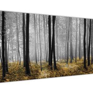 Panoramic Yellow and Grey Forest Woodland Trees Living Room Canvas Pictures Accessories - 1384 - 120cm Print