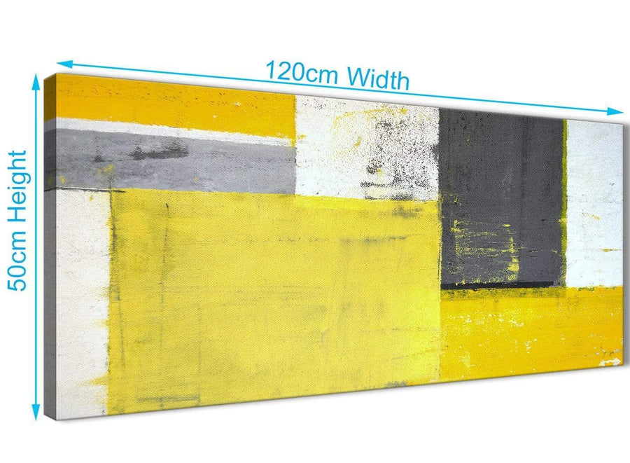 Panoramic Yellow Grey Abstract Painting Canvas Modern 120cm Wide 1346 For Your Living Room