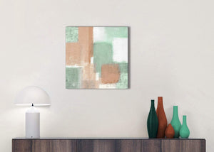 Peach Mint Green Bathroom Canvas Pictures Accessories - Abstract 1s375s - 49cm Square Print