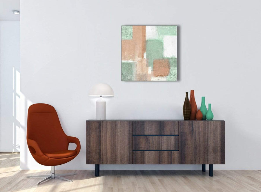 Peach Mint Green Hallway Canvas Wall Art Decor - Abstract 1s375m - 64cm Square Print