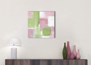 Pink Lime Green Green Bathroom Canvas Wall Art Accessories - Abstract 1s374s - 49cm Square Print