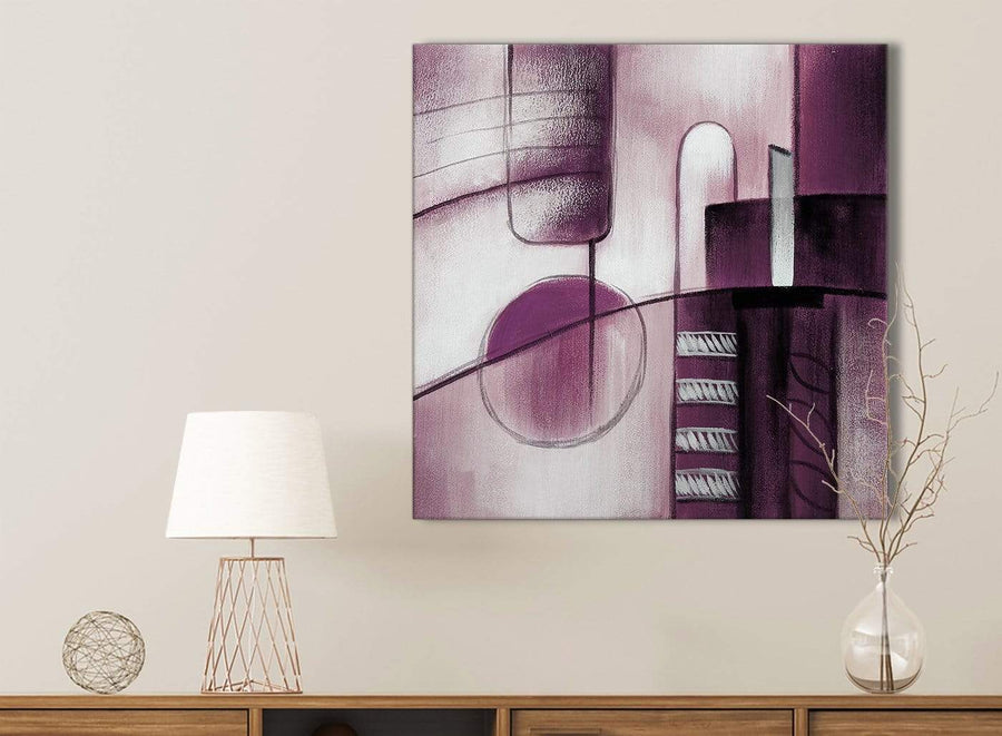 Plum Grey Painting Kitchen Canvas Pictures Accessories - Abstract 1s420s - 49cm Square Print