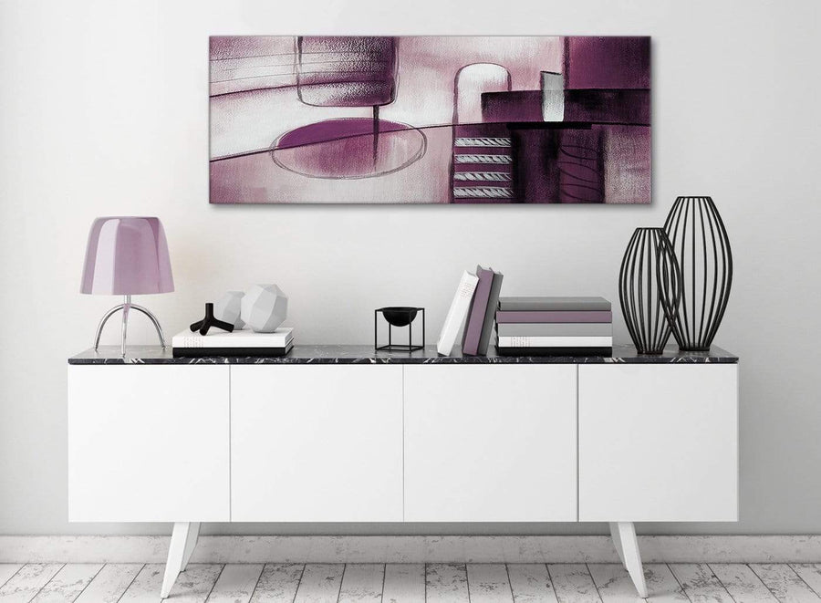 Plum Grey Painting Living Room Canvas Wall Art Accessories - Abstract 1420 - 120cm Print