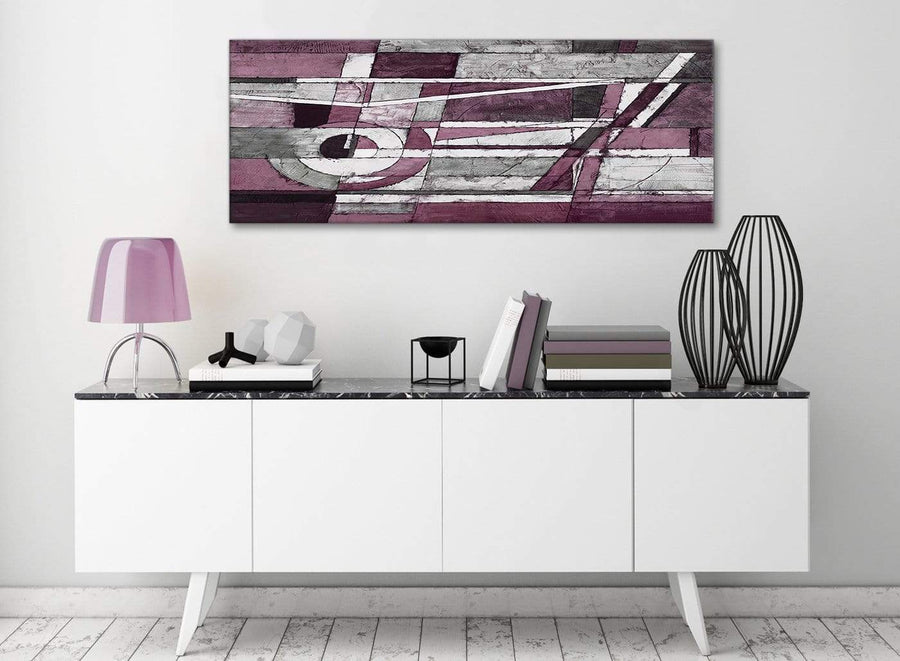 Plum Grey White Painting Living Room Canvas Pictures Accessories - Abstract 1408 - 120cm Print