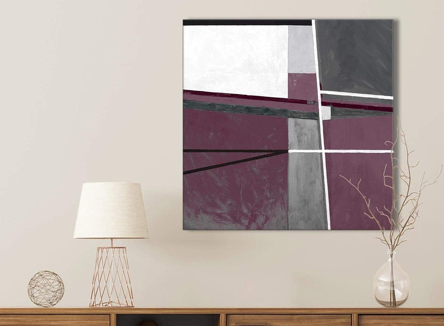 Plum Purple Grey Painting Bathroom Canvas Pictures Accessories - Abstract 1s391s - 49cm Square Print