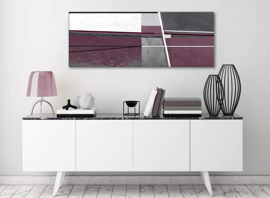 Plum Purple Grey Painting Living Room Canvas Pictures Accessories - Abstract 1391 - 120cm Print