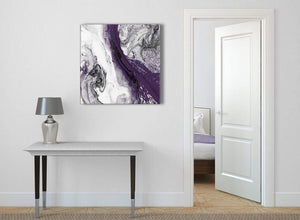 Purple and Grey Swirl Abstract Bedroom Canvas Wall Art Decorations 1s466l - 79cm Square Print