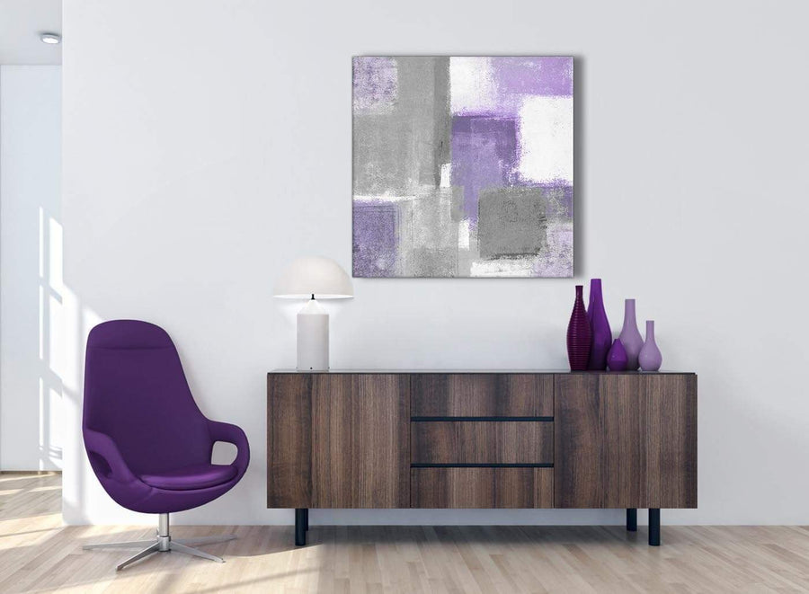 Purple Grey Painting Abstract Living Room Canvas Pictures Decor 1s376l - 79cm Square Print