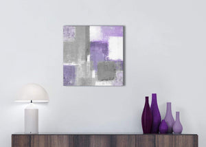 Purple Grey Painting Bathroom Canvas Wall Art Accessories - Abstract 1s376s - 49cm Square Print