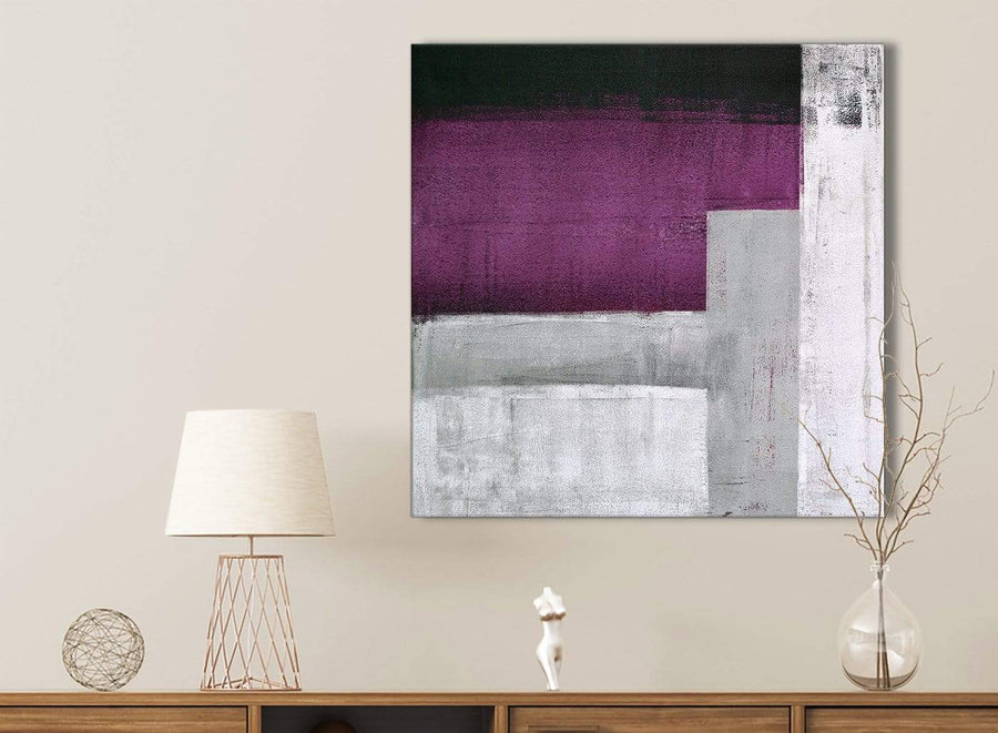 Purple Grey Painting Kitchen Canvas Wall Art Accessories - Abstract 1s427s - 49cm Square Print