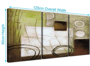 Quality 3 Piece Brown Green Painting Office Canvas Wall Art Decor - Abstract 3421 - 126cm Set of Prints