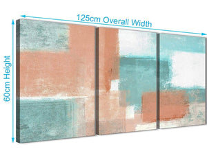 Quality 3 Piece Coral Turquoise Living Room Canvas Wall Art Accessories - Abstract 3366 - 126cm Set of Prints