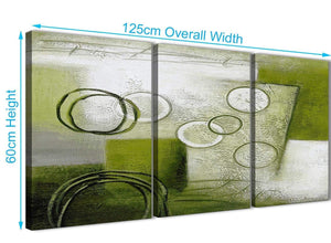 Quality 3 Piece Lime Green Painting Kitchen Canvas Wall Art Accessories - Abstract 3434 - 126cm Set of Prints