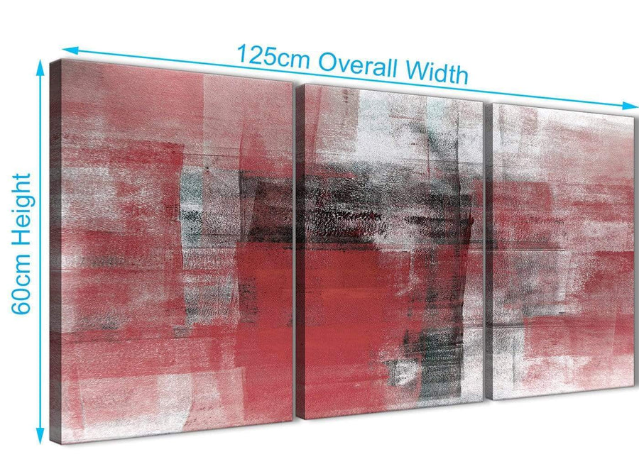 Quality 3 Panel Red Black White Painting Living Room Canvas Pictures Accessories - Abstract 3397 - 126cm Set of Prints