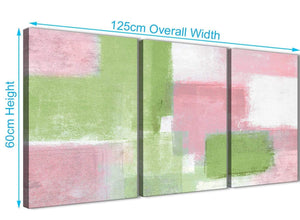 Quality 3 Piece Pink Lime Green Green Office Canvas Wall Art Decor - Abstract 3374 - 126cm Set of Prints