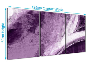 Quality 3 Piece Aubergine Plum and White - Dining Room Canvas Pictures Accessories - Abstract 3449 - 126cm Set of Prints