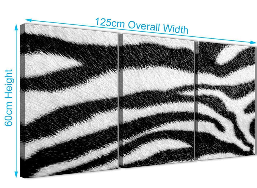 Quality 3 Panel Black White Zebra Animal Print Hallway Canvas Pictures Accessories - Abstract 3471 - 126cm Set of Prints
