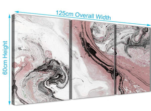 Quality 3 Panel Blush Pink and Grey Swirl Kitchen Canvas Pictures Accessories - Abstract 3463 - 126cm Set of Prints