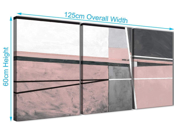 Quality 3 Piece Blush Pink Grey Painting Bedroom Canvas Wall Art Decor - Abstract 3393 - 126cm Set of Prints