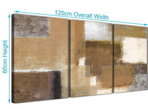 Quality 3 Piece Brown Cream Beige Painting Hallway Canvas Wall Art Accessories - Abstract 3387 - 126cm Set of Prints