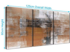 Quality 3 Panel Orange Black White Painting Dining Room Canvas Pictures Accessories - Abstract 3398 - 126cm Set of Prints