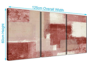 Quality 3 Piece Red and Cream Kitchen Canvas Pictures Decor - Abstract 3370 - 126cm Set of Prints