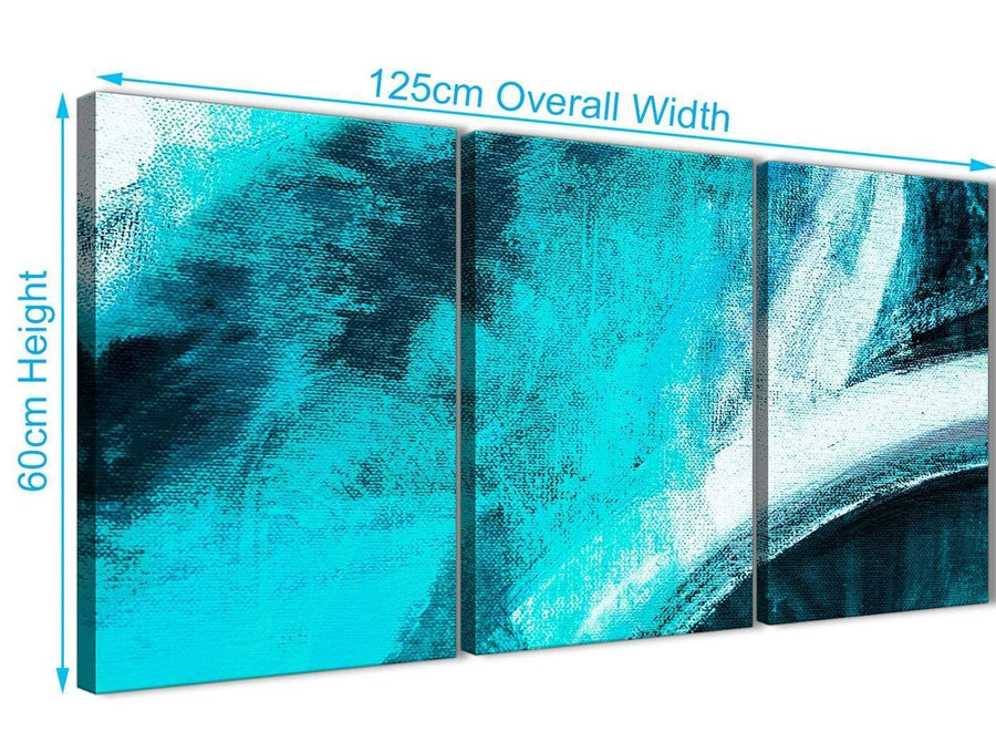 Quality 3 Panel Turquoise and White - Kitchen Canvas Wall Art Decor - Abstract 3448 - 126cm Set of Prints