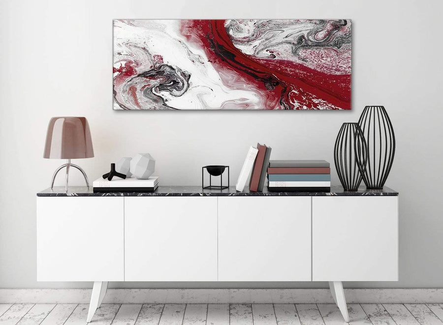 Red and Grey Swirl Bedroom Canvas Pictures Accessories - Abstract 1467 - 120cm Print