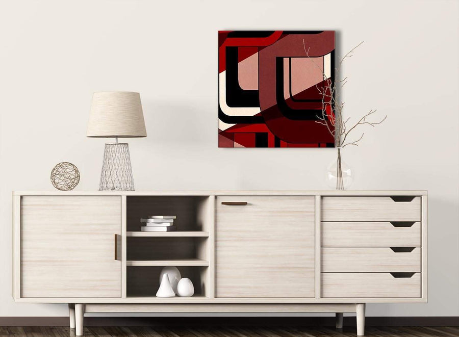 Red Black Painting Living Room Canvas Wall Art Decor - Abstract 1s410m - 64cm Square Print