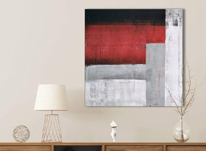 Red Grey Painting Bathroom Canvas Wall Art Accessories - Abstract 1s428s - 49cm Square Print