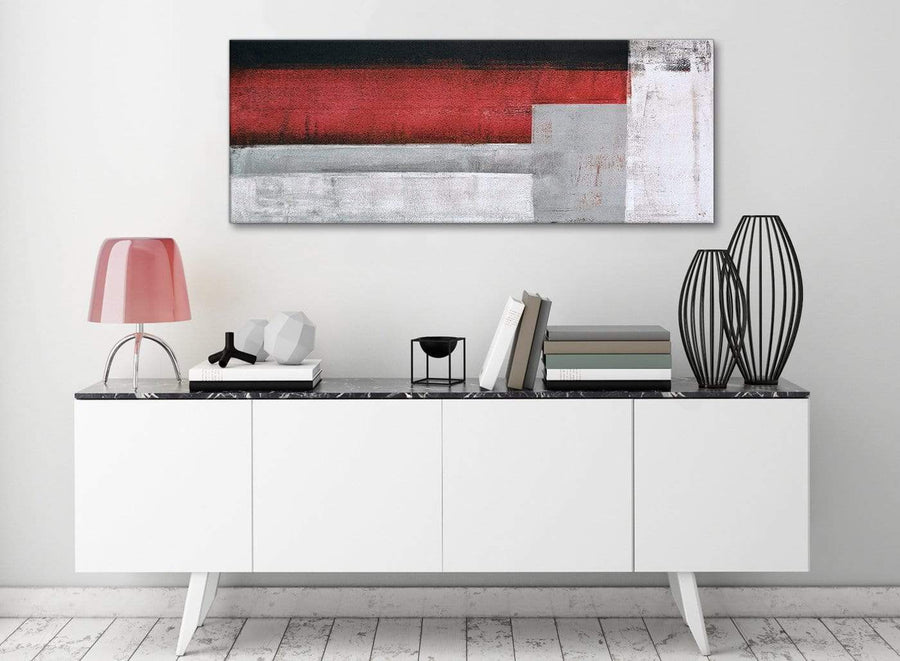 Red Grey Painting Living Room Canvas Pictures Accessories - Abstract 1428 - 120cm Print