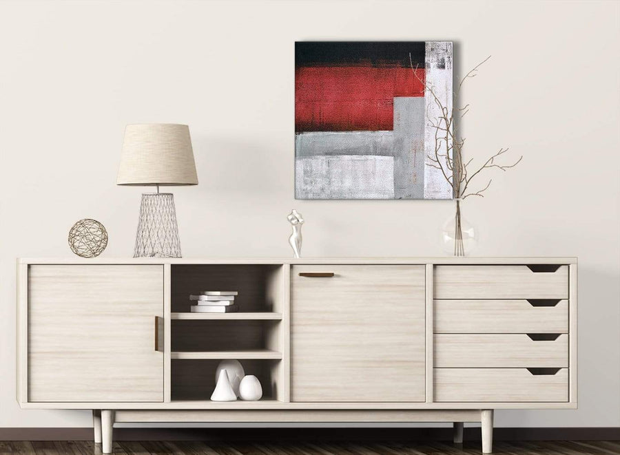 Red Grey Painting Kitchen Canvas Pictures Decorations - Abstract 1s428m - 64cm Square Print