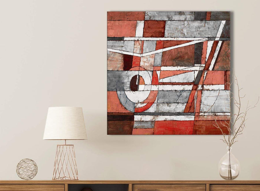 Red Grey Painting Kitchen Canvas Pictures Accessories - Abstract 1s401s - 49cm Square Print