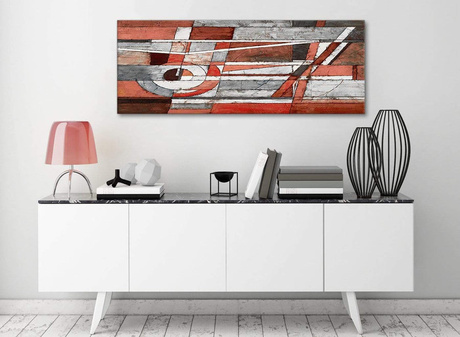 Red Grey Painting Living Room Canvas Wall Art Accessories - Abstract 1401 - 120cm Print