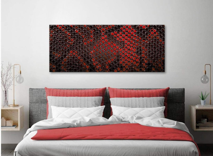 Red Snakeskin Animal Print Living Room Canvas Pictures Accessories - Abstract 1476 - 120cm Print