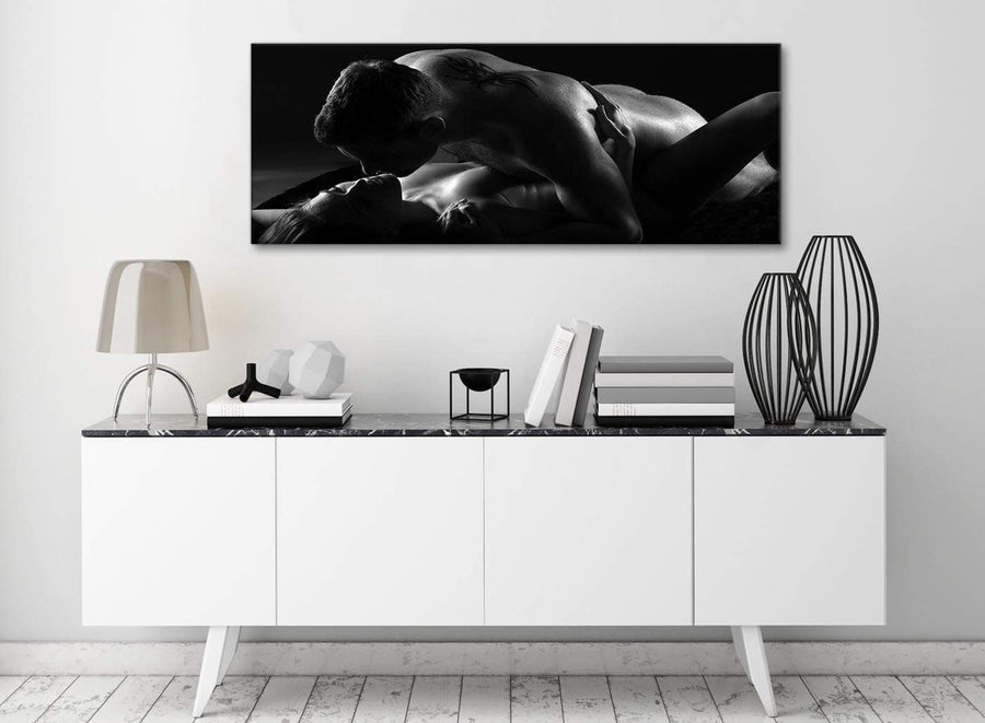 Romantic Nude Couple Erotica Canvas Art Pictures - 1444 Black White - 120cm Wide Print