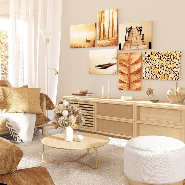 Autumn Gallery Wall Art Prints - Set of 6 Canvas - 185cm Wide